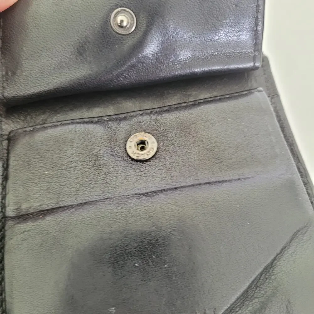 Coach Designer Mens Wallet Black Bifold Leather Folding Medium Logo Vintage